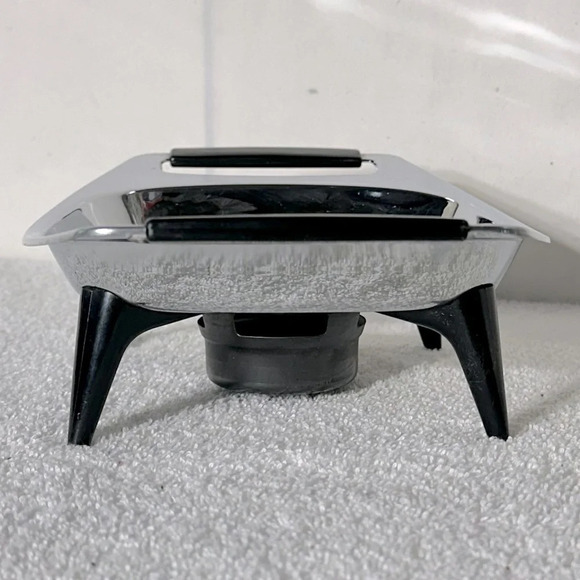 Vintage MCM Chrome Footed Casserole Server Warmer Stand Atomic Age Trivet - Picture 4 of 9